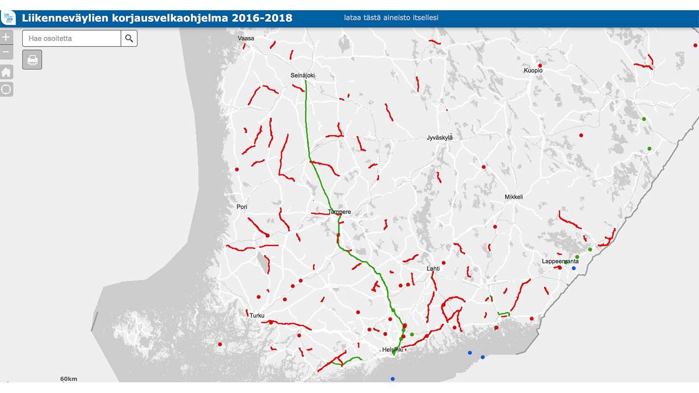 Tämä kartta paljastaa kuuluuko kotitiesi lähivuosina korjattaviin