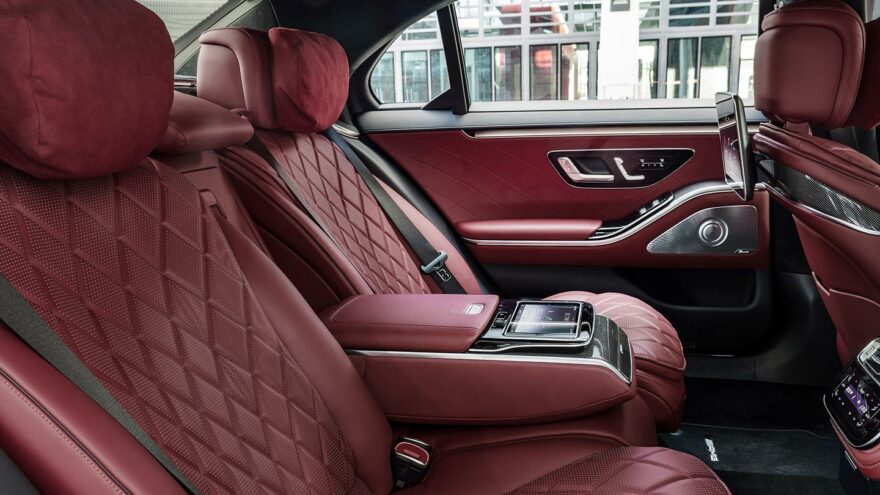 Mercedes-Benz S-Class, 2020, outdoor, interior: leather nappa black/carmin red
