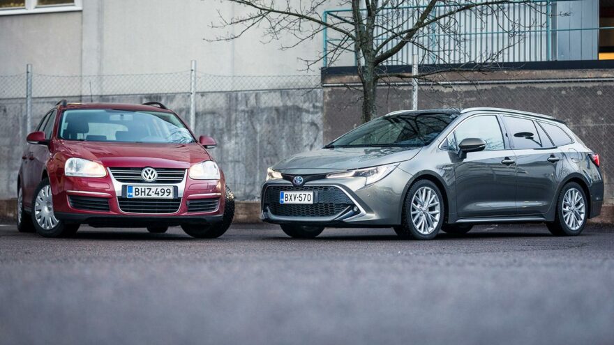 Hybridihaaste käyttötesti käytetyllä Toyota Corolla Volkswagen Golf