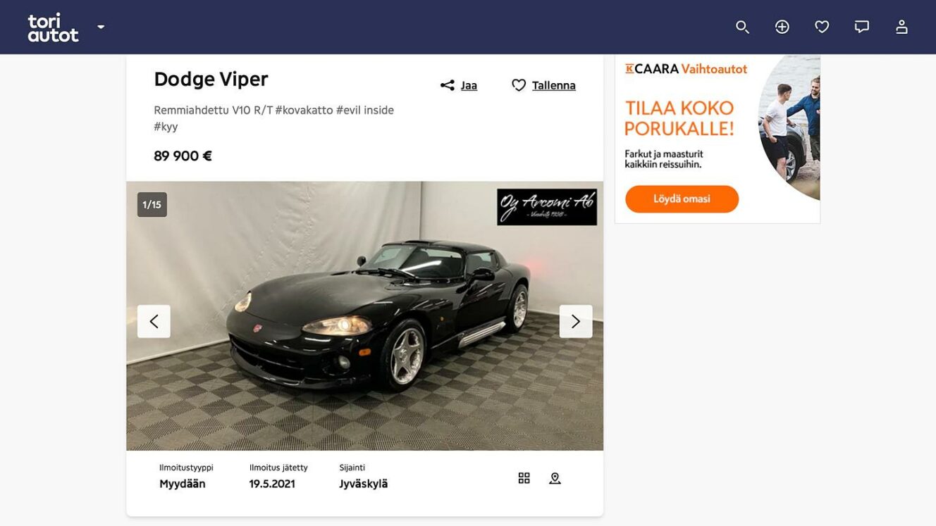 Dodge Viper RT/10 Roadster – Tori.fi